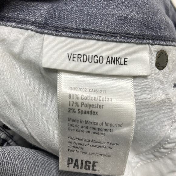 PAIGE Verdugo Ankle Side Zip Super Skinny Jeans Gray size 28 - Picture 10 of 14